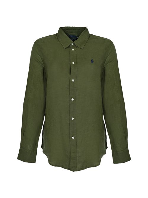 Camicia Polo Pony in lino Green POLO RALPH LAUREN | 211970730507